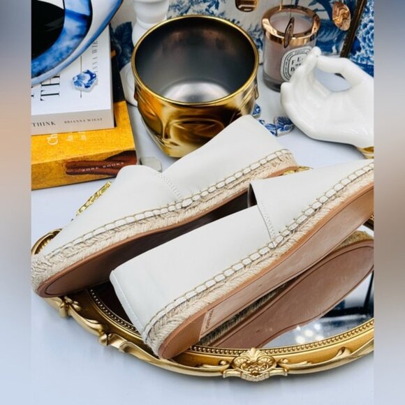 🆕  TORY BURCH 🧿 NWOB Eleanor Logo Leather Espadrilles, New Cream, Sz 8 - Picture 16 of 16